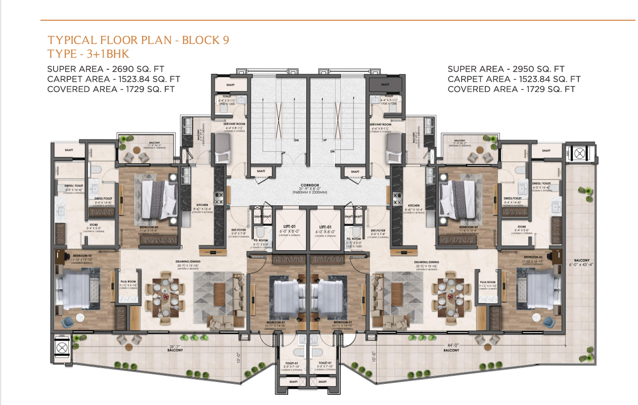 Vamana Arvindam 3+1 BHK Variant Plan – Luxury Investment Zirakpur