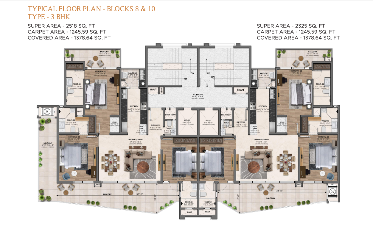 Vamana Arvindam 3BHK Variant Floor Plan – Premium Apartment Zirakpur