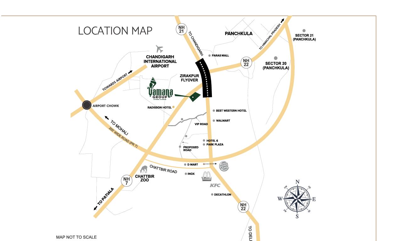 Vamana Arvindam Location Map – NH-7 Patiala Highway Zirakpur
