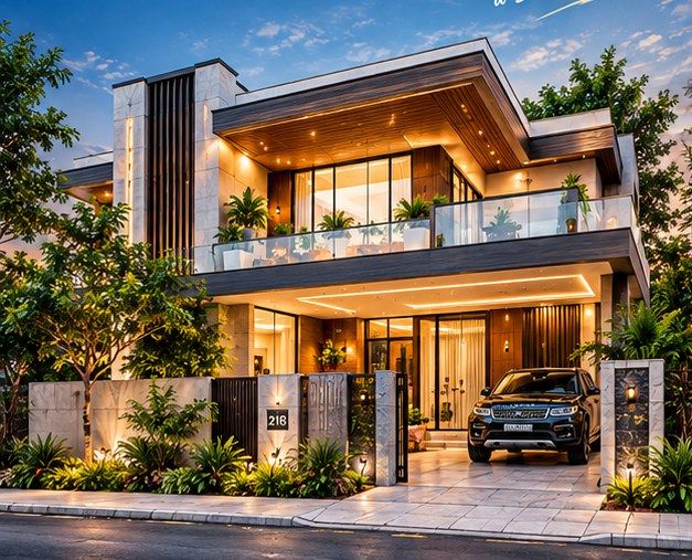 Luxury house exterior for home construction in Tricity