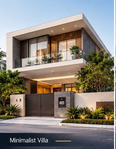 Minimalist villa elevation concept Minimalist villa design for house construction