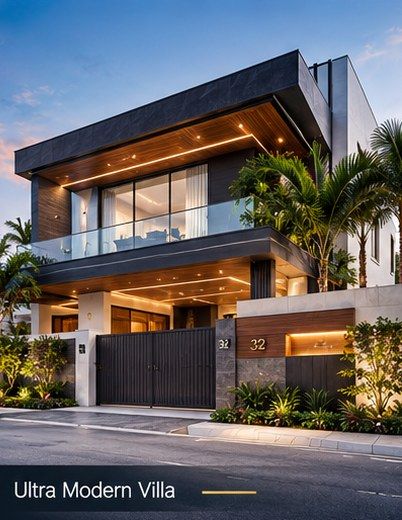 Ultra-modern villa elevation concept Modern villa design for residential house construction in Tricity